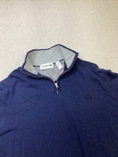 Lacoste Sweater Men M Blue Elbow Pads 1/4 Zip Croc Logo Classic Prep Minimalist