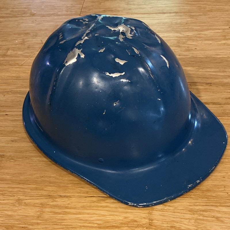 Vintage Welsh Vanguard Aluminum Hard Hat Helmet Blue Safety Hat w/ Suspension 