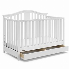 White 4 In 1 Convertible Baby-To-Toddler Bed Crib With Drawer Nursery Furniture