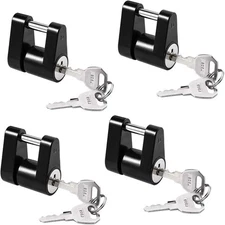 CZC AUTO Black Trailer Hitch Coupler Lock, Dia 1/4 Inch, 3/4 4 pack, 