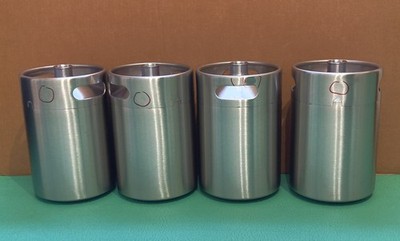 4 Stück Bierfass Edelstahl KEG 5l, ohne Deckel, Transportschaden