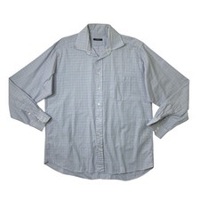 Vintage Burberry Shirt Mens L Large Bluebell Cotton Check Long Sleeve Made USA