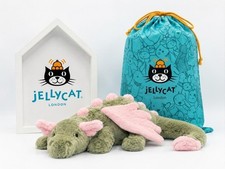 Jellycat Malachy Dragon - Exclusive Green/Pink Plush &Brand New Tags + Dust Bag