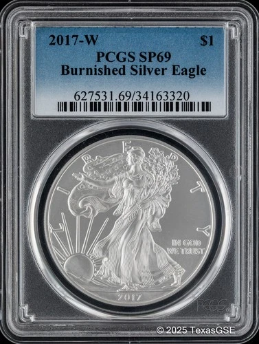 2017-W $1 Burnished American Silver Eagle PCGS SP69 - Standard Blue Label