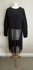 Felpa nera FAB Zara maglia tulle gonna oversize taglia S UK 8-10 nuova con etichette