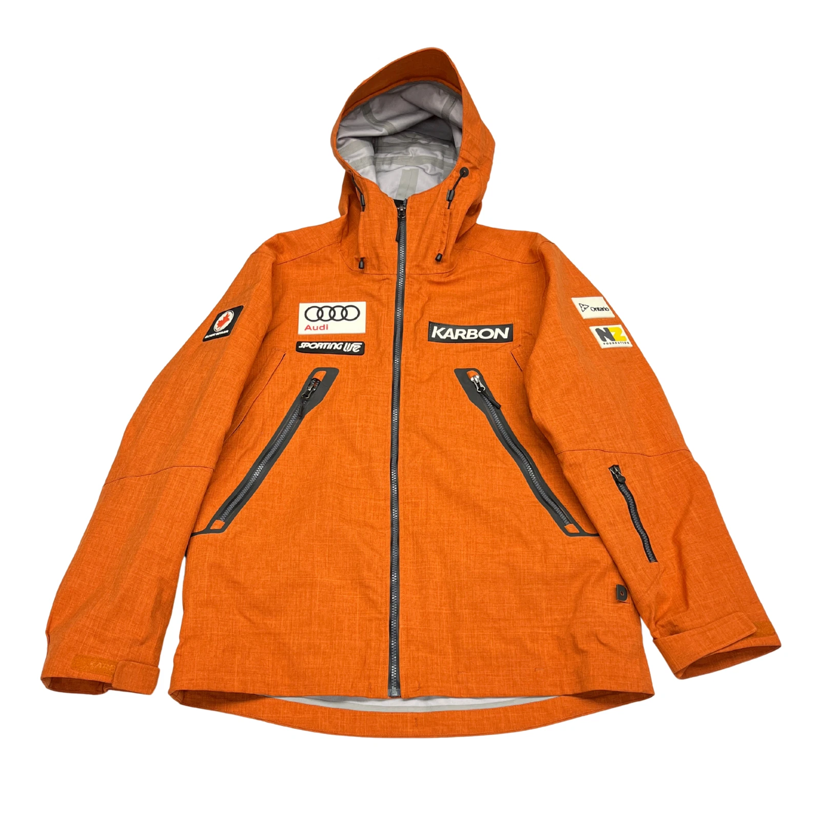 Karbon Pluto Orange Ski Jacket Audi Patch Performance Snow Size M