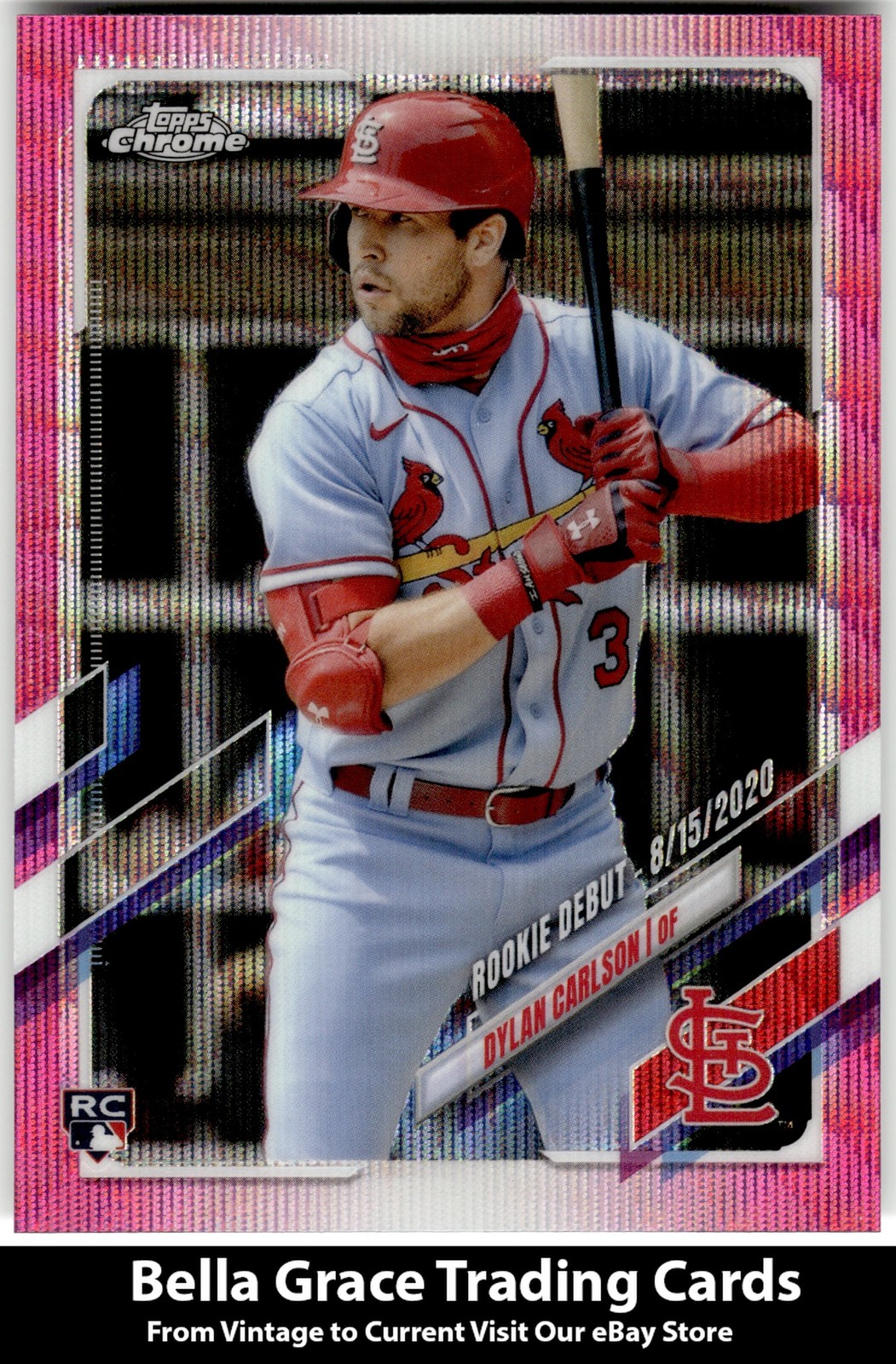 2021 Topps Chrome Update Dylan Carlson #USC54 Cardinals Pink Wave Refractor