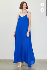 SKIES ARE BLUE WOMEN S DRESS PLEATED MAXI ROYAL BLUE Sz:S