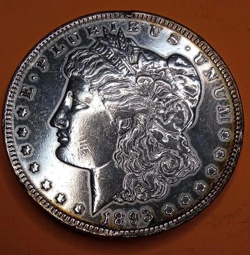 1893 $1 Morgan Silver Dollar Rare Key Date Philadelphia Mint AU Polished Toned