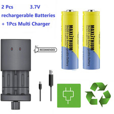 2 Pack Charge 2500mAh 3.7V Rechargeable Battery for Flashlight Torch High Drain