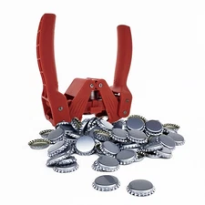 Bottle Capper Set with 55 Silver Caps Included