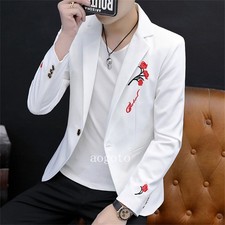Men Formal Work Blazer Jacket Business Casual Button Slim Fit Suit Coat Tops