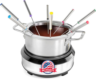 Olla eléctrica de acero inoxidable para fondue de 8 tazas para queso y chocolate