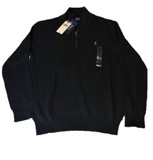 NWT Polo Ralph Lauren black cotton honeycomb half-zip sweater Men  s Sz Small