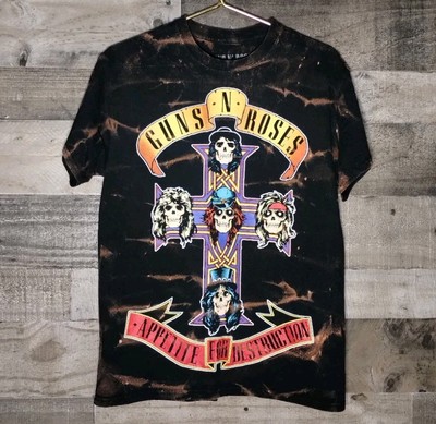 Guns N Roses Appetite For Destruction Band Tee T-Shirt Black Tie Dye Mens Medium