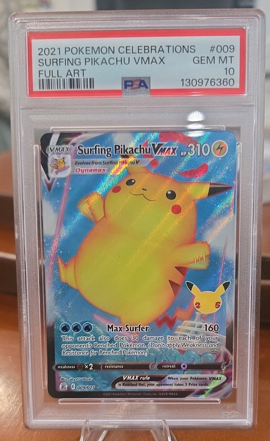2021 Pokemon Celebrations PSA 10 Surfing Pikachu VMAX #009 Full Art Holo