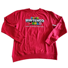 Universal Studios Hollywood Super Nintendo World Mario Red Sweatshirt Pullover L
