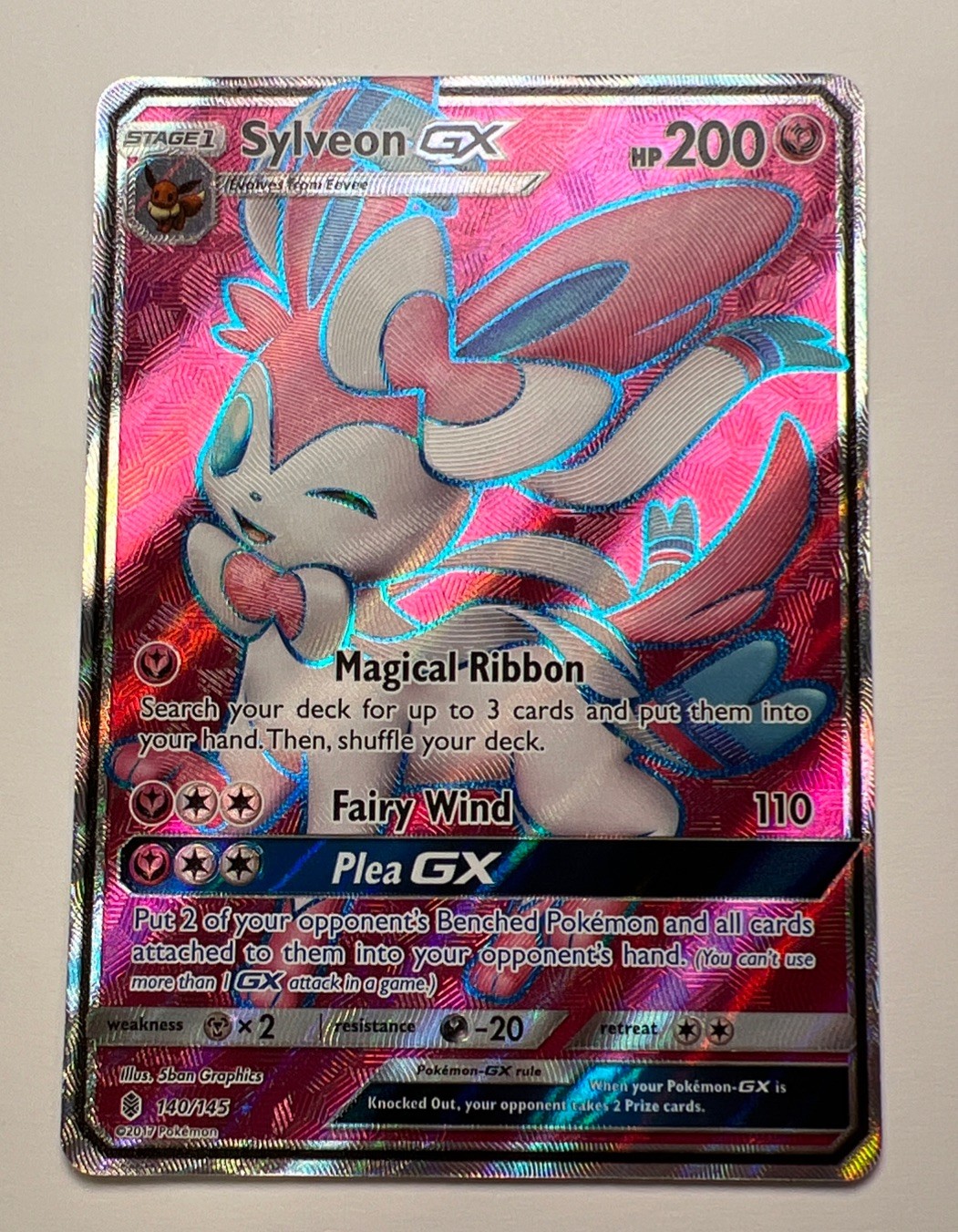 2017 Pokémon Sylveon GX (Full Art) #140/145 Sm-Guardians Rising Holo Near Mint
