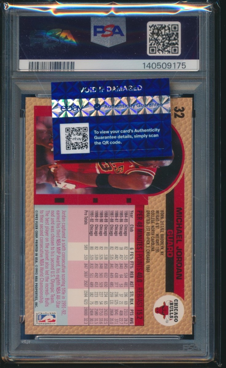 PSA 10 MICHAEL JORDAN 1992-93 Fleer #32 Chicago Bulls HOF GOAT