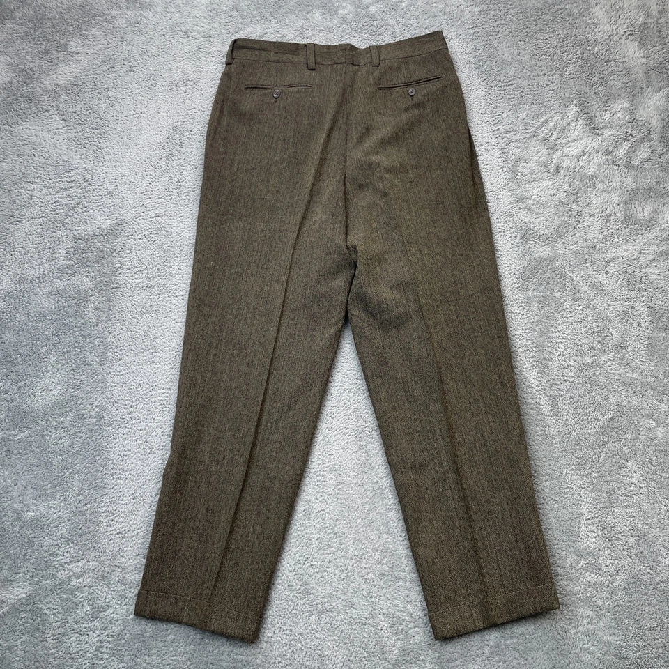 Винтажные мужские брюки Banana Republic 33R коричневое платье шерсть елочка с манжетами подол - Изображение 2 из 4