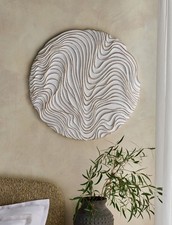 Next White XL Abstract Circle Pleat Texture Wall Plaque Hanging Art Home Dec £90