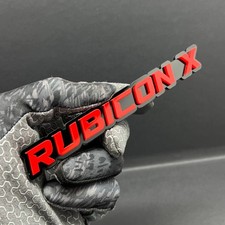1pc Rubicon X Emblem Red On Black 3d Acrylic Fender Or Tailgate Badge For Jeep