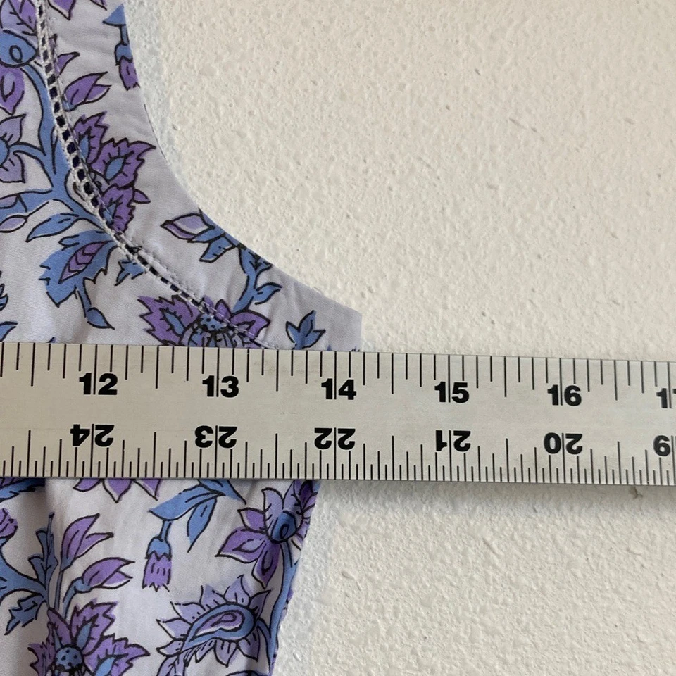 Vestido J Crew Niñas Cintura Calada Estampado Bloque Lavanda Vines Azul Talla 10 Foto 3 de 4