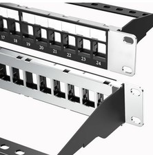 Jadaol 19" 1U 24 Port Blank Keystone Patch Panel, Network Rack Mount Panel for C
