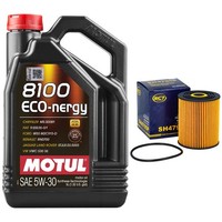 MotoröL Filter Set Motul 8100 ECO-NERGY 5W-30 5 Liter + ÖLfilter FüR Chrysler
