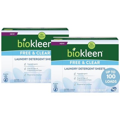 Biokleen Laundry Detergent Sheets (2 PACK) - Free & Clear From Fragrances and...