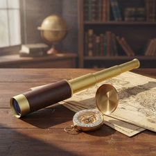 Handheld Retro Pirate Telescope Set with Leather Case for Outdoor Exploration