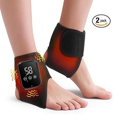 2 Pack Electric Foot Ankle Massager Heating Vibration Hot Compress Pain Relief
