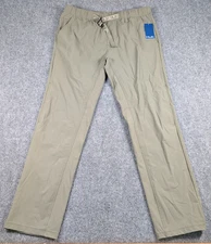 Huk Creekbed Pant Mens Large Olive Green Fishing Lightweight Belted NWT
