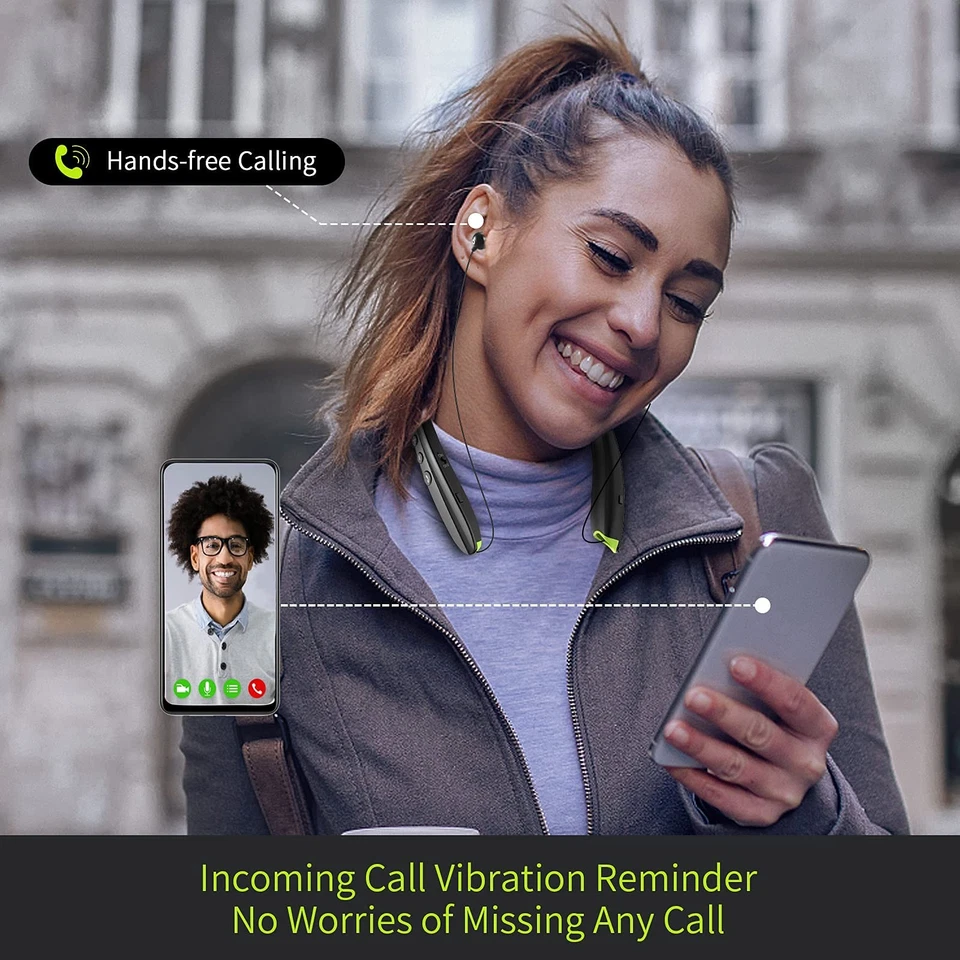 Bluetooth Headset, 2025 Upgraded Neckband Bluetooth Headphones with Retractable - Image 2 of 4