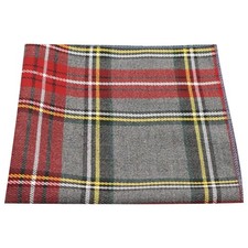 Traditional Light Grey and Red Tartan Pocket Square Handkerchief Check Plaid