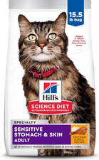 Hill's Science Diet Adult Sensitive Stomach Skin Chicken Rice Recipe Cat 15 lb