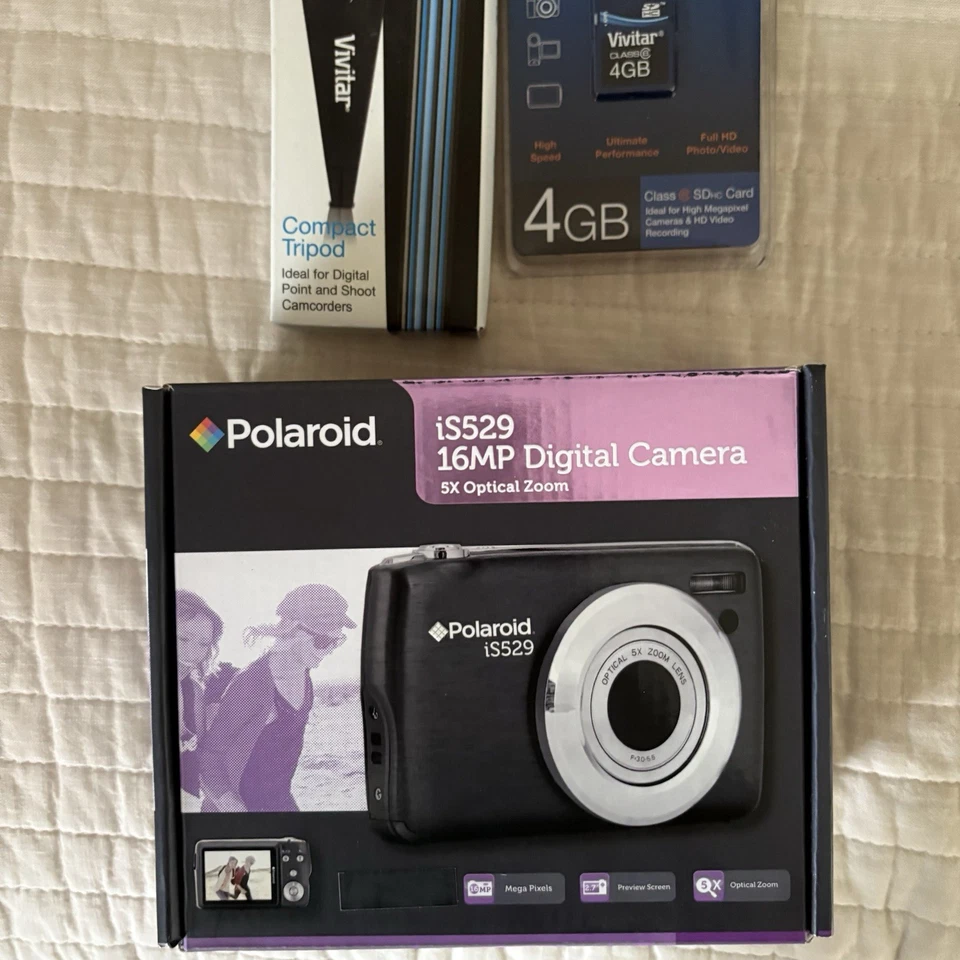 NEW Polaroid iS529 16 MP Digital Camera 5X Optical Zoom HD +4GB SD Card Tripod - Image 3 of 4