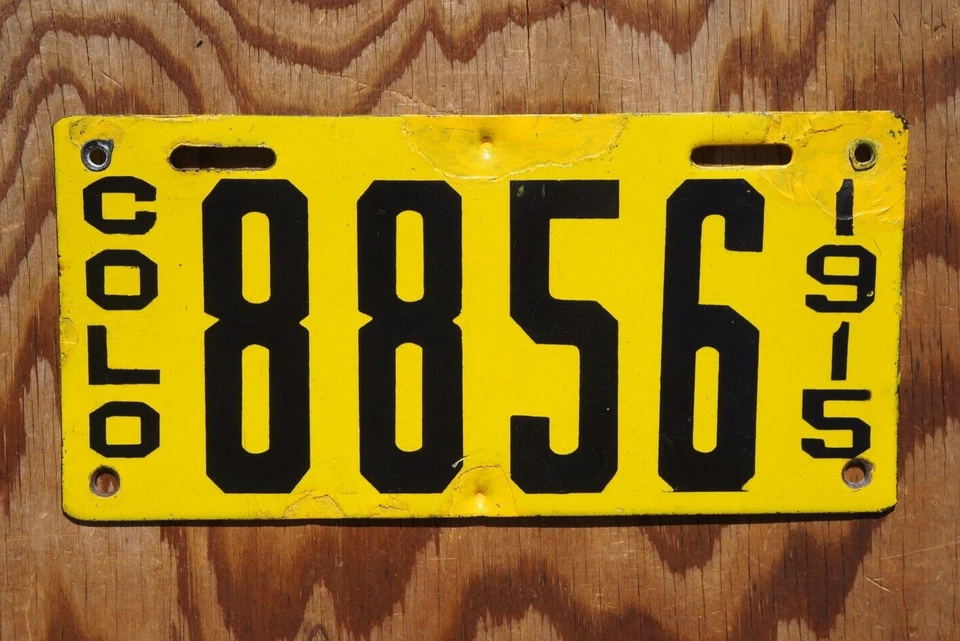 1915 COLORADO Porcelain License Plate 4 Digit # 8856 - Image 3 of 4
