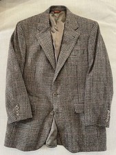 CORBIN LTD Made in USA Vintage Bold Check Print Wool Jacket in Browns Size 42 R