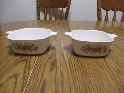 PAIR OF Vintage CORNING WARE Baking DISH SPICE OF LIFE Vegetables P-43-B  Mini