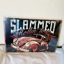 Slammed Rollin’ Low Retro Metal Tin Sign 8” X 12” Man Cave Bar Garage