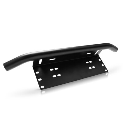 Schwarze Nummernschildhalterung mit Lampenhalter für Bull Bar / Bumper Universal