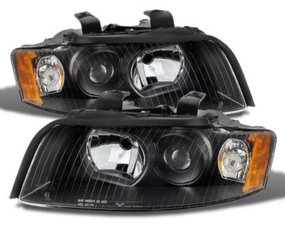 Black 2002-2005 Audi A4 S4 B6 Quattro Projector Headlights Replacement 02-05 Set