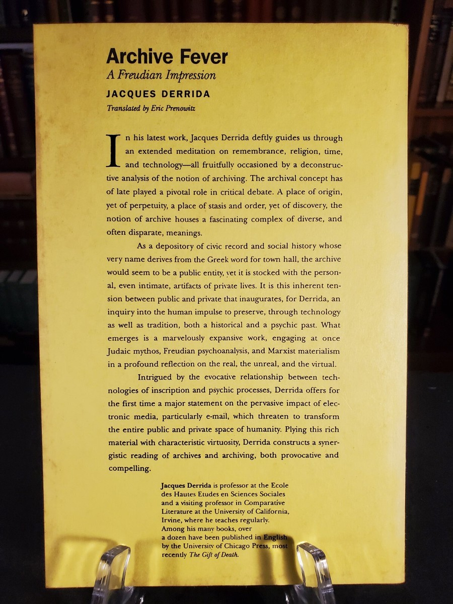 Archive Fever - A Freudian Impression By Jacques Derrida 1996