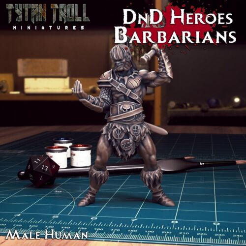 Set De Miniaturas De Personas Bárbaras Berserker Para TTRPG's Como D&D 5E - Imagen 8 de 8