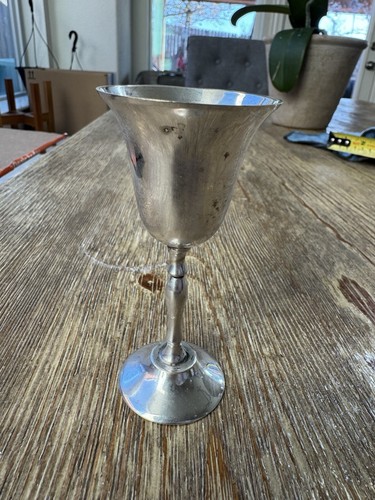 Antique Silver Plated Cup Tiny International Silver Co. Handmade In India 4" VTG - Picture 4 of 6
