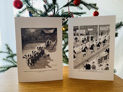 Vintage Punch Magazin Design Weihnachtskarten - 12er-Pack