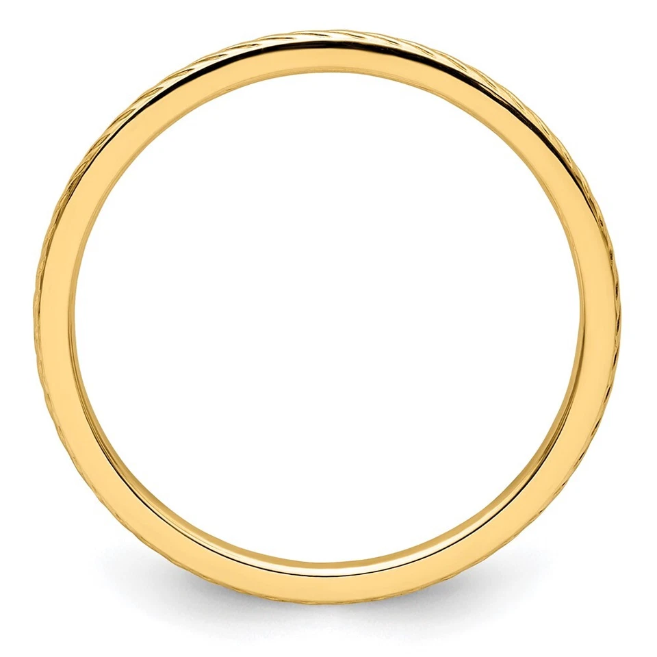 Кольцо из желтого золота 14 карат с узором из витой проволоки 1,2 мм штабелируемое размер 6,5 - Изображение 2 из 4