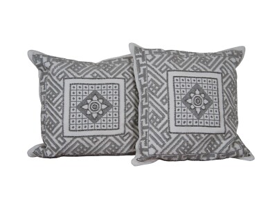 Arhaus Modern Down Filled Geometric Embroidered Silver Beaded