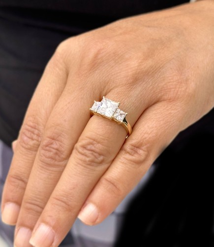 IGI Certified 14k Solid Yellow Gold Princess Cut Diamond Engagement Ring 3.00ct - Picture 5 of 14